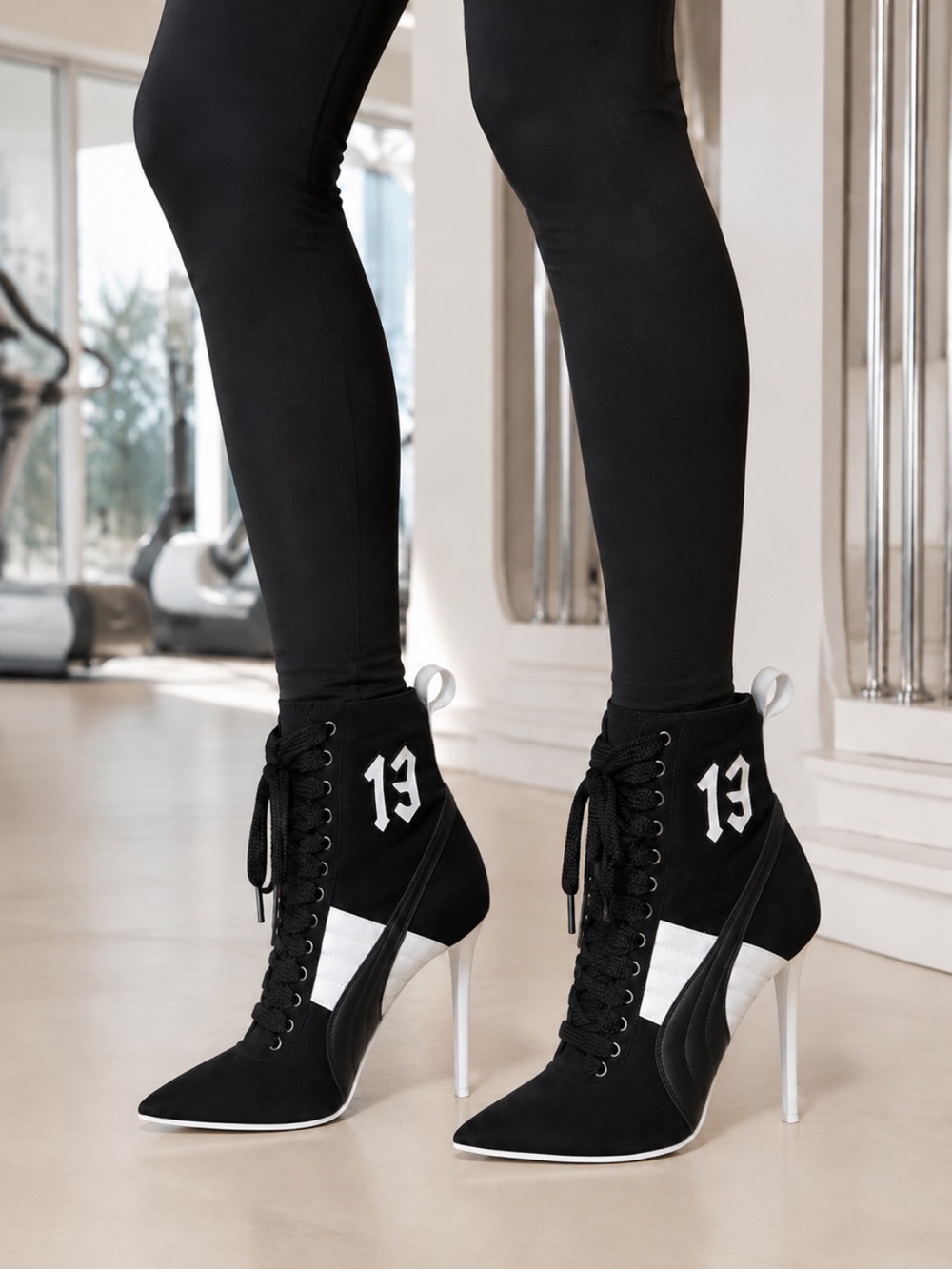FentyXPuma Black and White Lace-Up Ankle Boots by Rihanna ❤️9